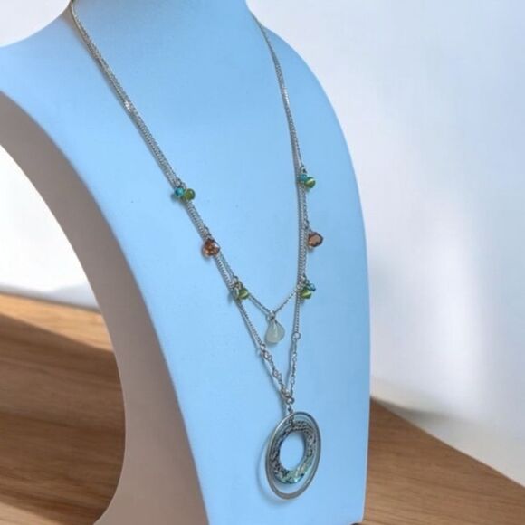 Caroline Herrera Multicolor Layer Glass & Gemstone Necklace - Picture 1 of 6